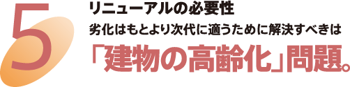 5 リニューアルの必要性 劣化はもとより次代に適うために解決すべきは「建物の高齢化」問題。